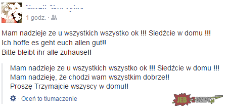 Tłumaczenie facebooka...