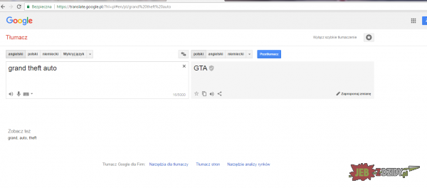 Myslalem ze GTA to skrót nazwy gry a translator twierdzi że to jej polskie znaczenie 