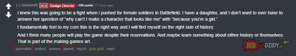 Komentarz dewelopera DICE odnośnie ostatnich kontrowersji związanych z Battlefieldem V. Szkoda słów.