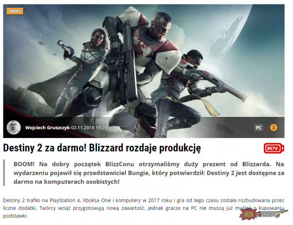 Destiny 2 za darmo na Battle.net