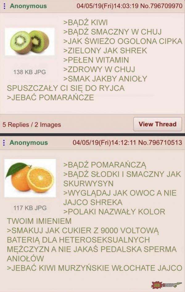 Kiwi vs Pomarańcze
