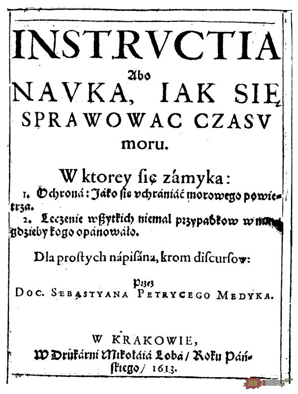 Druk z Krakowa z 1613 roku informujący o morowym powietrzu