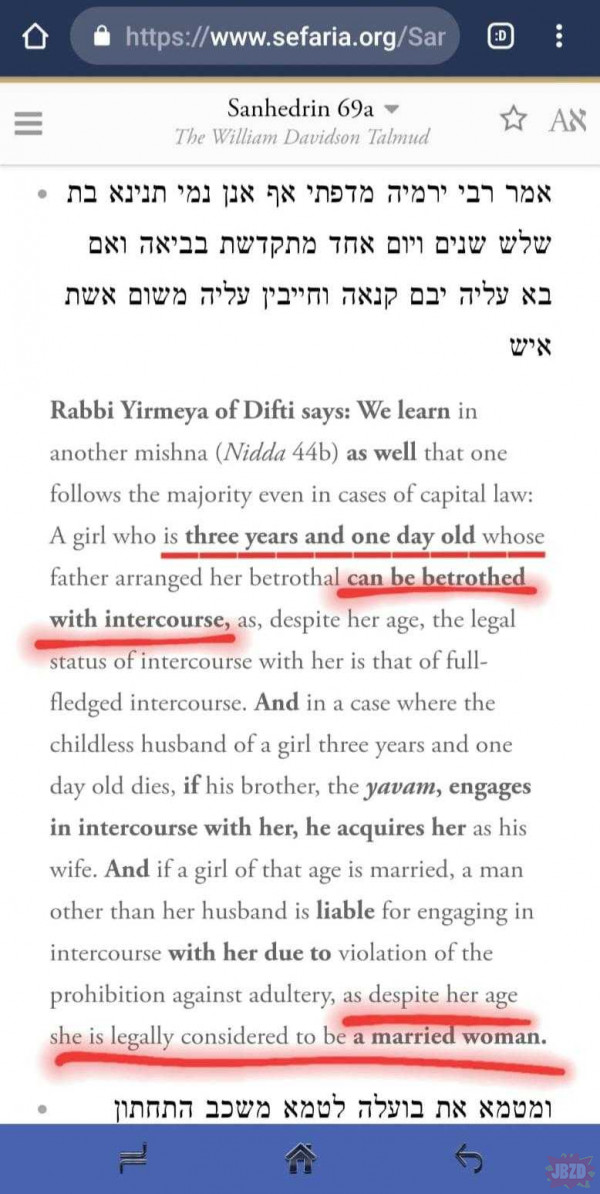 Talmud: "ruchanie trzyletniej dziewczynki jest spoko"
