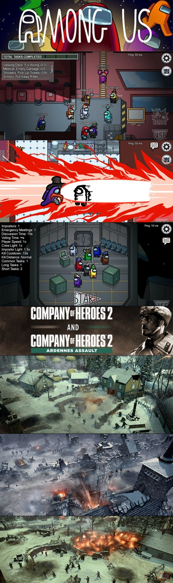 Among Us za darmo w epic games store oraz Company of Heroes 2 + dodatek Ardennes Assault za darmo na Steamie