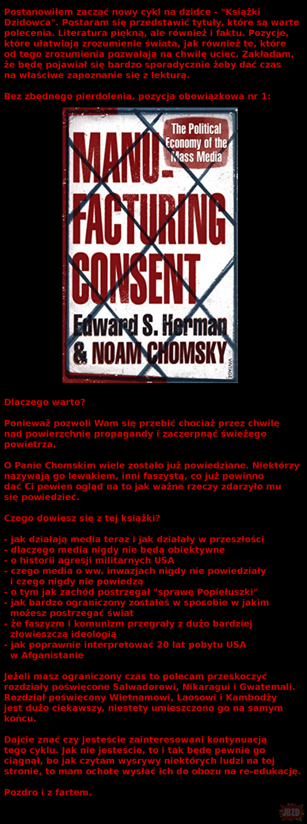 Książki Dzidowca I - "Manufacturing Consent", E. S. Herman, N. Chomsky