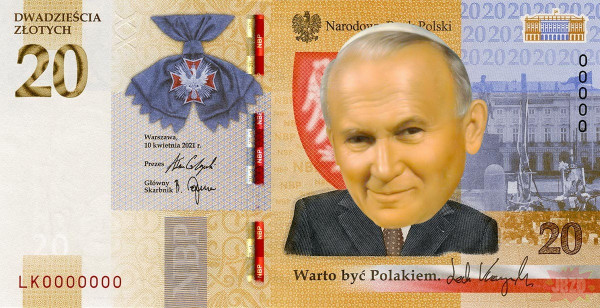 Haha rzułta morda rozumiecie kaczyński ale to papież wklejona morda na banknot