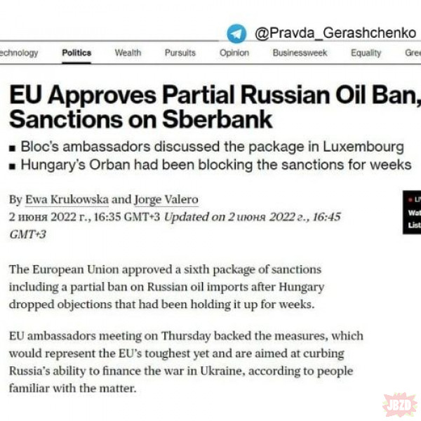 Francuska prezydencja w Unii Europejskiej ogłasza szczegóły dotyczące 6. pakietu sankcji wobec Rosji - Bloomberg