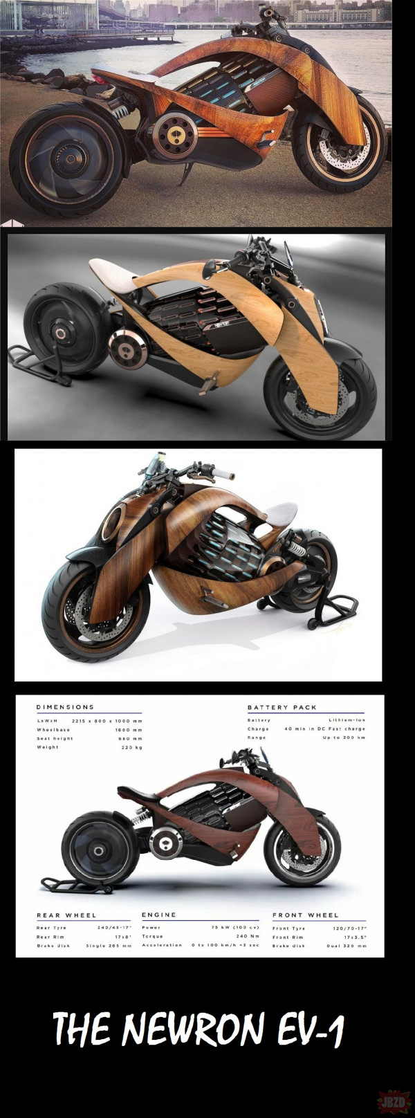 Drewniany motocykl  The Newron EV-1