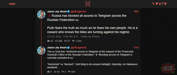 Ruscy sami u siebie blokują telegrama. xD