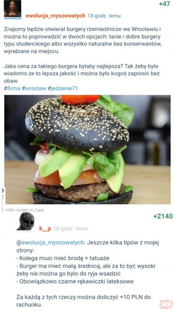 Burger z Fastfooda 18 zł, Burger rzemieślniczy 57 zł