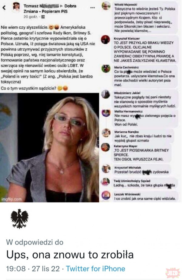 Britney Polskę szkaluje!