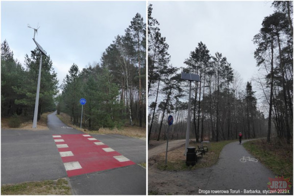 postawiono 2 lampy i świeżutkie przejście na drodze prowadzącą do lasu. polska to bogaty kraj