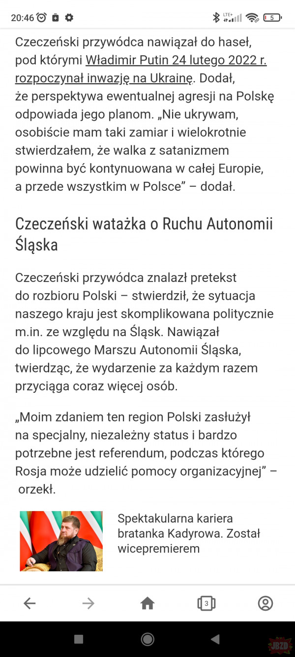 Kadyrow będzie gwałcił Polskę z pomocą zbuntowanych Ślązaków