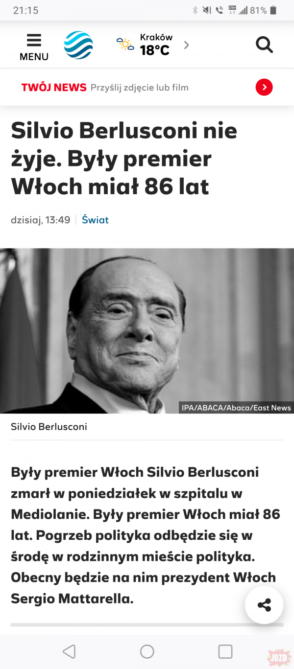 Ale zaskoczenie - Berlusconi nie żyje