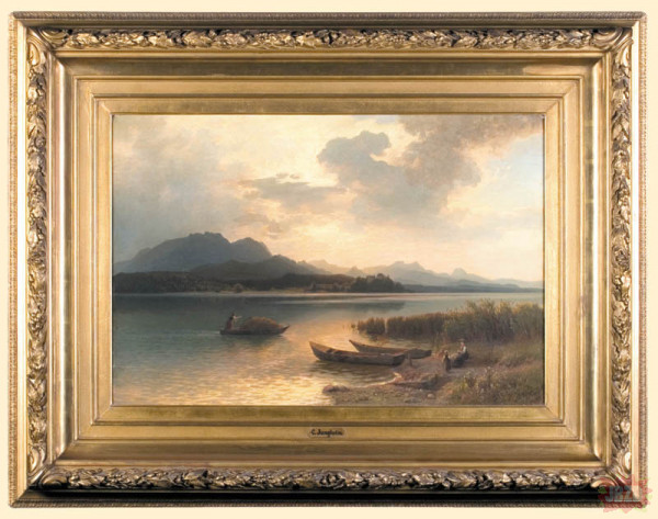 Carl Jungheim - Wieczór nad Jeziorem (olej), po 1860