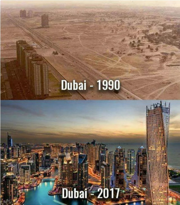 Dubai przed wytryskiem (ropy) i po. A u nas by to przedupcyli na socjal.