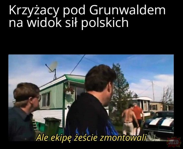 Polacy, Litwini, Rusini I Tatarzy przybywają pod Grunwald...
