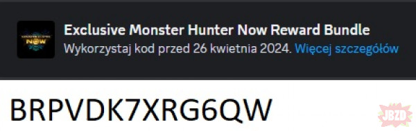 Łapcie. Jakiś kod do Monster Hunter World.