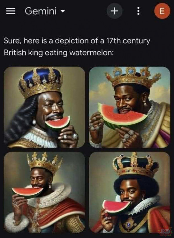 XVII wieczny brytyjski król jedzący arbuza