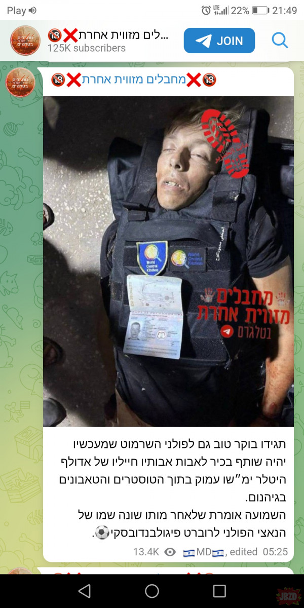 Izraelski telegram 125k Dzisiaj zabili naszego... To jeszcze nas obrażają...