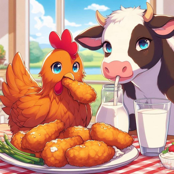 Krowa i kurczak